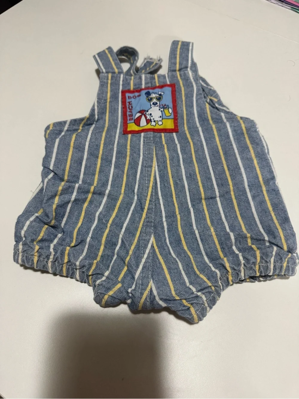 OshKosh B’Gosh Beach Dog Bubble Romper 3-6M Striped Shortalls Vintage
